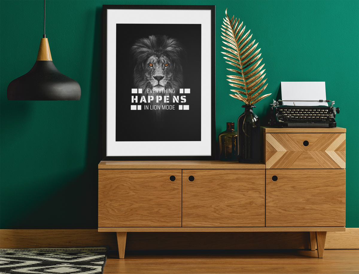 Canvas Print, Motivation Quote, Everything Happens in Lion Mode, Gift for Entrepreneur, Wall Art for Office
